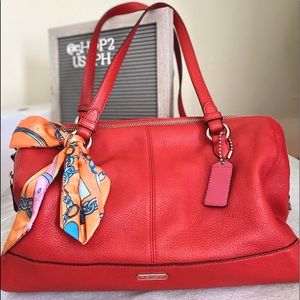 Coach Park Leather Satchel Red Kathryn Triple Zip D1473-F31324